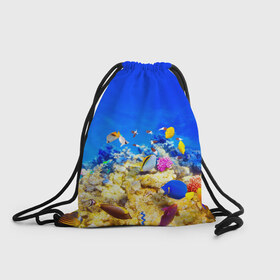 Рюкзак-мешок 3D с принтом Подводный мир , 100% полиэстер | плотность ткани — 200 г/м2, размер — 35 х 45 см; лямки — толстые шнурки, застежка на шнуровке, без карманов и подкладки | 