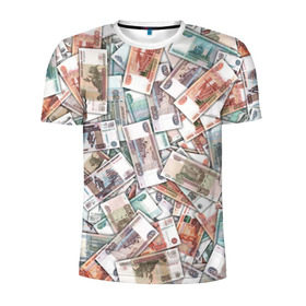Мужская футболка 3D спортивная с принтом Куча денег , 100% полиэстер с улучшенными характеристиками | приталенный силуэт, круглая горловина, широкие плечи, сужается к линии бедра | 1000 рублей | деньги | рубли | рубль