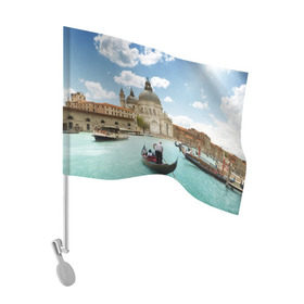 Флаг для автомобиля с принтом Венеция , 100% полиэстер | Размер: 30*21 см | europe | italy | venice | венеция | вода | европа | ес | италия | каникулы | лодки | отдых | отпуск | солнце | туризм