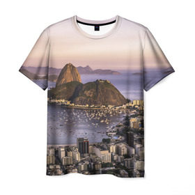 Мужская футболка 3D с принтом Рио (Бразилия) , 100% полиэфир | прямой крой, круглый вырез горловины, длина до линии бедер | brazil | rio de janeiro | бразилия | жара | каникулы | карнавал | мегаполис | отдых | отпуск | пляж | приключение | путешествие | рио де жанейро | туризм | футбол | южная америка