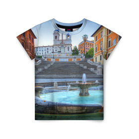 Детская футболка 3D с принтом Рим (Италия) , 100% гипоаллергенный полиэфир | прямой крой, круглый вырез горловины, длина до линии бедер, чуть спущенное плечо, ткань немного тянется | europe | italy | rome | vatican | архитектура | ватикан | европа | италия | папа римский | развалины | рим | руины