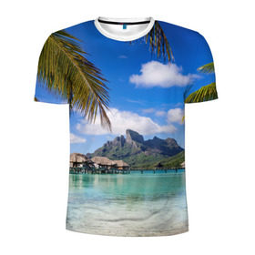 Мужская футболка 3D спортивная с принтом Бора-Бора , 100% полиэстер с улучшенными характеристиками | приталенный силуэт, круглая горловина, широкие плечи, сужается к линии бедра | архипелаг | блаженство | бора бора | бунгало | жемчужина тихого океана | загар | каникулы | море | океан | остров | отдых | отпуск | пальмы | песок | пляж | рай | сказка | солнце | таити | туризм