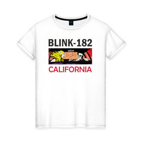 Женская футболка хлопок с принтом California , 100% хлопок | прямой крой, круглый вырез горловины, длина до линии бедер, слегка спущенное плечо | california | блинк
