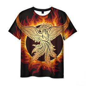 Мужская футболка 3D с принтом Феникс , 100% полиэфир | прямой крой, круглый вырез горловины, длина до линии бедер | огонь | пламя | птица