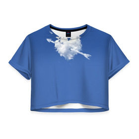 Женская футболка 3D укороченная с принтом Облако, сердце, стрела , 100% полиэстер | круглая горловина, длина футболки до линии талии, рукава с отворотами | love is | любовь | небо | облака | сердца