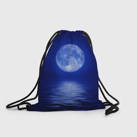 Рюкзак-мешок 3D с принтом Ночная луна , 100% полиэстер | плотность ткани — 200 г/м2, размер — 35 х 45 см; лямки — толстые шнурки, застежка на шнуровке, без карманов и подкладки | вода | луна | ночь