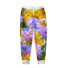 Мужские брюки 3D с принтом Живописные цветы 1 , 100% полиэстер | манжеты по низу, эластичный пояс регулируется шнурком, по бокам два кармана без застежек, внутренняя часть кармана из мелкой сетки | лепестки | прикольные картинки | цветочки | цветы