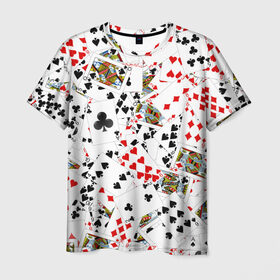 Мужская футболка 3D с принтом Игральные карты , 100% полиэфир | прямой крой, круглый вырез горловины, длина до линии бедер | 