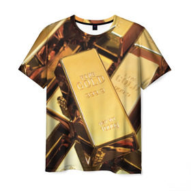 Мужская футболка 3D с принтом GOLD 999,9 , 100% полиэфир | прямой крой, круглый вырез горловины, длина до линии бедер | банк | богатство | драгоценность | золото | слитки