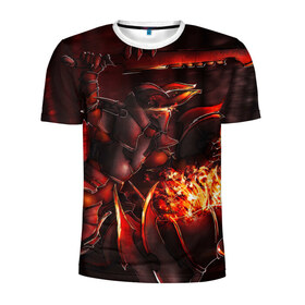 Мужская футболка 3D спортивная с принтом Fire Knight , 100% полиэстер с улучшенными характеристиками | приталенный силуэт, круглая горловина, широкие плечи, сужается к линии бедра | 