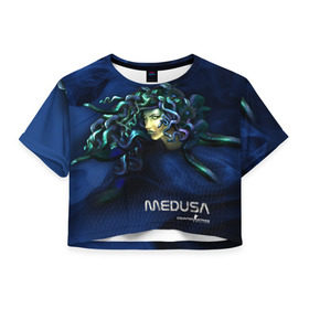 Женская футболка 3D укороченная с принтом AWP Medusa , 100% полиэстер | круглая горловина, длина футболки до линии талии, рукава с отворотами | awp | counter | csgoб контр | medusa | strike | авп | кейс | контер | ксго | медуза | скин | страйк