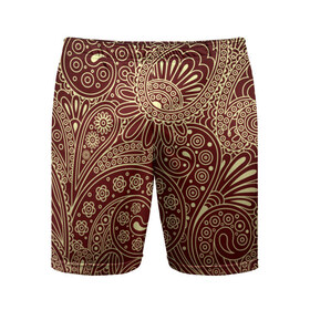 Мужские шорты 3D спортивные с принтом Paisley ,  |  | коричневый | орнамент | пейсли | турецкие огурцы | узор