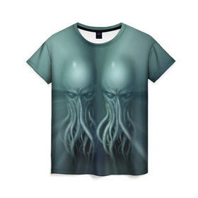 Женская футболка 3D с принтом Двойной Ктулху , 100% полиэфир ( синтетическое хлопкоподобное полотно) | прямой крой, круглый вырез горловины, длина до линии бедер | cthulhu | ctulhu | осьминог