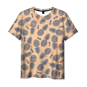 Мужская футболка 3D с принтом Ананасы 1 , 100% полиэфир | прямой крой, круглый вырез горловины, длина до линии бедер | летний | паттерн