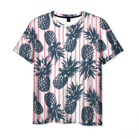 Мужская футболка 3D с принтом Ананасы 16 , 100% полиэфир | прямой крой, круглый вырез горловины, длина до линии бедер | летний | паттерн | светлый
