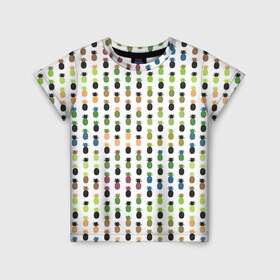 Детская футболка 3D с принтом Ананасы 25 , 100% гипоаллергенный полиэфир | прямой крой, круглый вырез горловины, длина до линии бедер, чуть спущенное плечо, ткань немного тянется | летний | паттерн | светлый