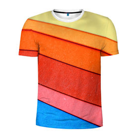 Мужская футболка 3D спортивная с принтом Paper color , 100% полиэстер с улучшенными характеристиками | приталенный силуэт, круглая горловина, широкие плечи, сужается к линии бедра | Тематика изображения на принте: геометрия | полосы | разноцветный