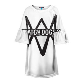 Детское платье 3D с принтом Watch Dogs 2 , 100% полиэстер | прямой силуэт, чуть расширенный к низу. Круглая горловина, на рукавах — воланы | Тематика изображения на принте: 2 | dogs | ubisoft | watch | хакер