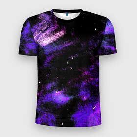 Мужская футболка 3D спортивная с принтом Violet ultramarine , 100% полиэстер с улучшенными характеристиками | приталенный силуэт, круглая горловина, широкие плечи, сужается к линии бедра | Тематика изображения на принте: потертости | темный | фиолетовый
