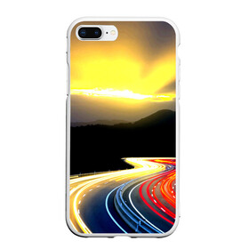 Чехол для iPhone 7Plus/8 Plus матовый с принтом Ночная дорога , Силикон | Область печати: задняя сторона чехла, без боковых панелей | ночь | огни | путешествие | трасса | уличный | шоссе