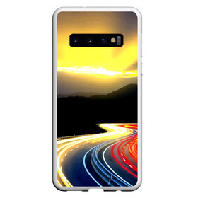 Чехол для Samsung Galaxy S10 с принтом Ночная дорога , Силикон | Область печати: задняя сторона чехла, без боковых панелей | Тематика изображения на принте: ночь | огни | путешествие | трасса | уличный | шоссе