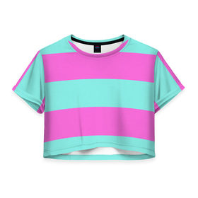 Женская футболка 3D укороченная с принтом Кислотные цвета , 100% полиэстер | круглая горловина, длина футболки до линии талии, рукава с отворотами | кислотные цвета | розовый