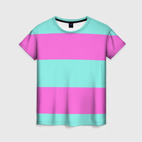 Женская футболка 3D с принтом Кислотные цвета , 100% полиэфир ( синтетическое хлопкоподобное полотно) | прямой крой, круглый вырез горловины, длина до линии бедер | кислотные цвета | розовый