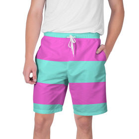Мужские шорты 3D с принтом Кислотные цвета ,  полиэстер 100% | прямой крой, два кармана без застежек по бокам. Мягкая трикотажная резинка на поясе, внутри которой широкие завязки. Длина чуть выше колен | кислотные цвета | розовый