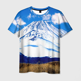 Мужская футболка 3D с принтом Фудзияма , 100% полиэфир | прямой крой, круглый вырез горловины, длина до линии бедер | Тематика изображения на принте: горы | пейзаж | фудзи