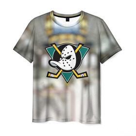 Мужская футболка 3D с принтом Anaheim ducks , 100% полиэфир | прямой крой, круглый вырез горловины, длина до линии бедер | Тематика изображения на принте: хоккей