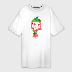 Платье-футболка хлопок с принтом [Арбузинка] Аниме Чибик ,  |  | girl | аниме | анимешка | арбуз | девочка | зеленый | каваи | красный | милашка | милота | няшка | чиби | чибик