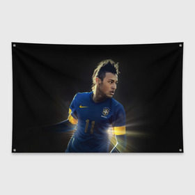 Флаг-баннер с принтом Neymar , 100% полиэстер | размер 67 х 109 см, плотность ткани — 95 г/м2; по краям флага есть четыре люверса для крепления | барселона | бразилия | неймар | футбол | футболист