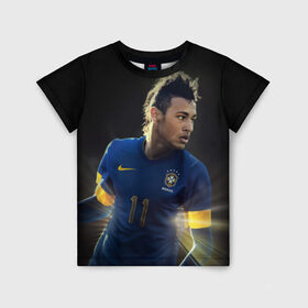 Детская футболка 3D с принтом Neymar , 100% гипоаллергенный полиэфир | прямой крой, круглый вырез горловины, длина до линии бедер, чуть спущенное плечо, ткань немного тянется | барселона | бразилия | неймар | футбол | футболист