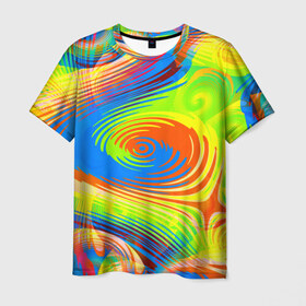 Мужская футболка 3D с принтом Tie-Dye , 100% полиэфир | прямой крой, круглый вырез горловины, длина до линии бедер | абстракция | волны | круги | спираль