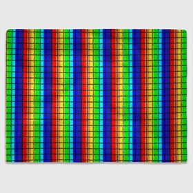 Плед 3D с принтом Радуга (Полосы в мозайку) , 100% полиэстер | закругленные углы, все края обработаны. Ткань не мнется и не растягивается | Тематика изображения на принте: вертикальные | жёлтый | зелёный | красный | оранжевый | полосы | радуга | синий | фиолетовый