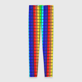 Леггинсы 3D с принтом Радуга (Полосы в мозайку) , 80% полиэстер, 20% эластан | Эластичный пояс, зауженные к низу, низкая посадка | вертикальные | жёлтый | зелёный | красный | оранжевый | полосы | радуга | синий | фиолетовый