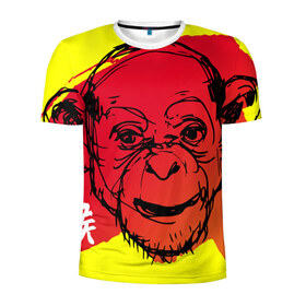Мужская футболка 3D спортивная с принтом Fire Monkey , 100% полиэстер с улучшенными характеристиками | приталенный силуэт, круглая горловина, широкие плечи, сужается к линии бедра | мартышка | обезьяна | огненная