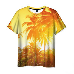 Мужская футболка 3D с принтом Пальмы , 100% полиэфир | прямой крой, круглый вырез горловины, длина до линии бедер | Тематика изображения на принте: sea | summer | берег | лето | море | океан | отдых | пальмы | пляж | солнце