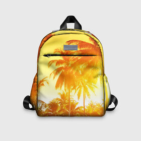 Детский рюкзак 3D с принтом Пальмы , 100% полиэстер | лямки с регулируемой длиной, сверху петелька, чтобы рюкзак можно было повесить на вешалку. Основное отделение закрывается на молнию, как и внешний карман. Внутри дополнительный карман. По бокам два дополнительных кармашка | sea | summer | берег | лето | море | океан | отдых | пальмы | пляж | солнце
