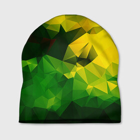 Шапка 3D с принтом Polygonal , 100% полиэстер | универсальный размер, печать по всей поверхности изделия | желтый | зеленый | полигоны