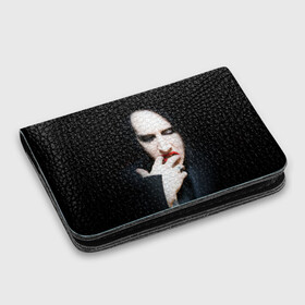 Картхолдер с принтом с принтом Marilyn Manson , натуральная матовая кожа | размер 7,3 х 10 см; кардхолдер имеет 4 кармана для карт; | звезда | знаменитость | музыка | мэрилин мэнсон | певец | рокер