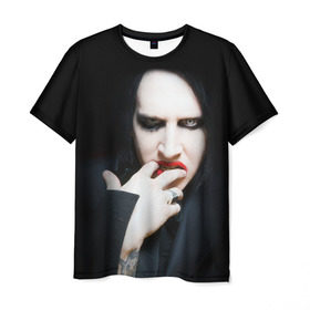 Мужская футболка 3D с принтом Marilyn Manson , 100% полиэфир | прямой крой, круглый вырез горловины, длина до линии бедер | звезда | знаменитость | музыка | мэрилин мэнсон | певец | рокер