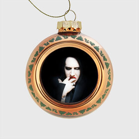 Стеклянный ёлочный шар с принтом Marilyn Manson , Стекло | Диаметр: 80 мм | звезда | знаменитость | музыка | мэрилин мэнсон | певец | рокер