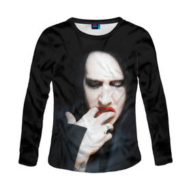 Женский лонгслив 3D с принтом Marilyn Manson , 100% полиэстер | длинные рукава, круглый вырез горловины, полуприлегающий силуэт | звезда | знаменитость | музыка | мэрилин мэнсон | певец | рокер