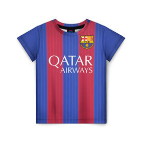 Детская футболка 3D с принтом Барселона форма , 100% гипоаллергенный полиэфир | прямой крой, круглый вырез горловины, длина до линии бедер, чуть спущенное плечо, ткань немного тянется | barca | barcelona | барса | барселона | футбол