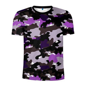 Мужская футболка 3D спортивная с принтом Текстуры , 100% полиэстер с улучшенными характеристиками | приталенный силуэт, круглая горловина, широкие плечи, сужается к линии бедра | camo | камо | фиолетовый