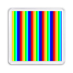 Магнит 55*55 с принтом Радуга вертикальные полосы , Пластик | Размер: 65*65 мм; Размер печати: 55*55 мм | Тематика изображения на принте: вертикальные | жёлтый | зелёный | красный | оранжевый | полосы | радуга | синий | фиолетовый
