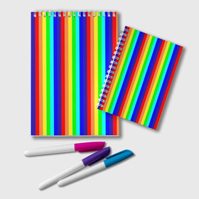 Блокнот с принтом Радуга вертикальные полосы , 100% бумага | 48 листов, плотность листов — 60 г/м2, плотность картонной обложки — 250 г/м2. Листы скреплены удобной пружинной спиралью. Цвет линий — светло-серый
 | вертикальные | жёлтый | зелёный | красный | оранжевый | полосы | радуга | синий | фиолетовый