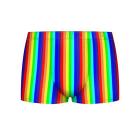 Мужские трусы 3D с принтом Радуга вертикальные полосы , 50% хлопок, 50% полиэстер | классическая посадка, на поясе мягкая тканевая резинка | вертикальные | жёлтый | зелёный | красный | оранжевый | полосы | радуга | синий | фиолетовый