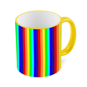Кружка 3D с принтом Радуга вертикальные полосы , керамика | ёмкость 330 мл | Тематика изображения на принте: вертикальные | жёлтый | зелёный | красный | оранжевый | полосы | радуга | синий | фиолетовый